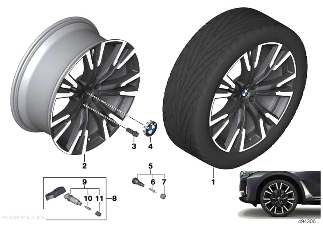 Šema: BMW aluminijumska felna, zvezdasti krakovi 756 - 22"