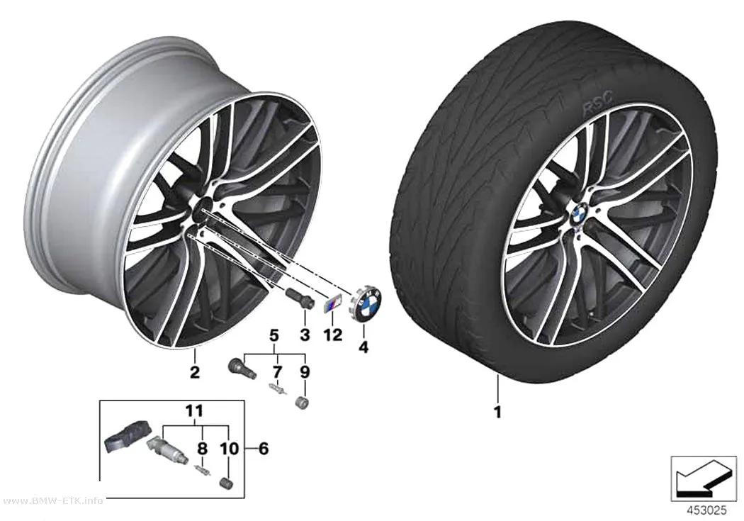 Šema: BMW aluminijumska felna M, dvostruki krakovi 650M - 21" OA