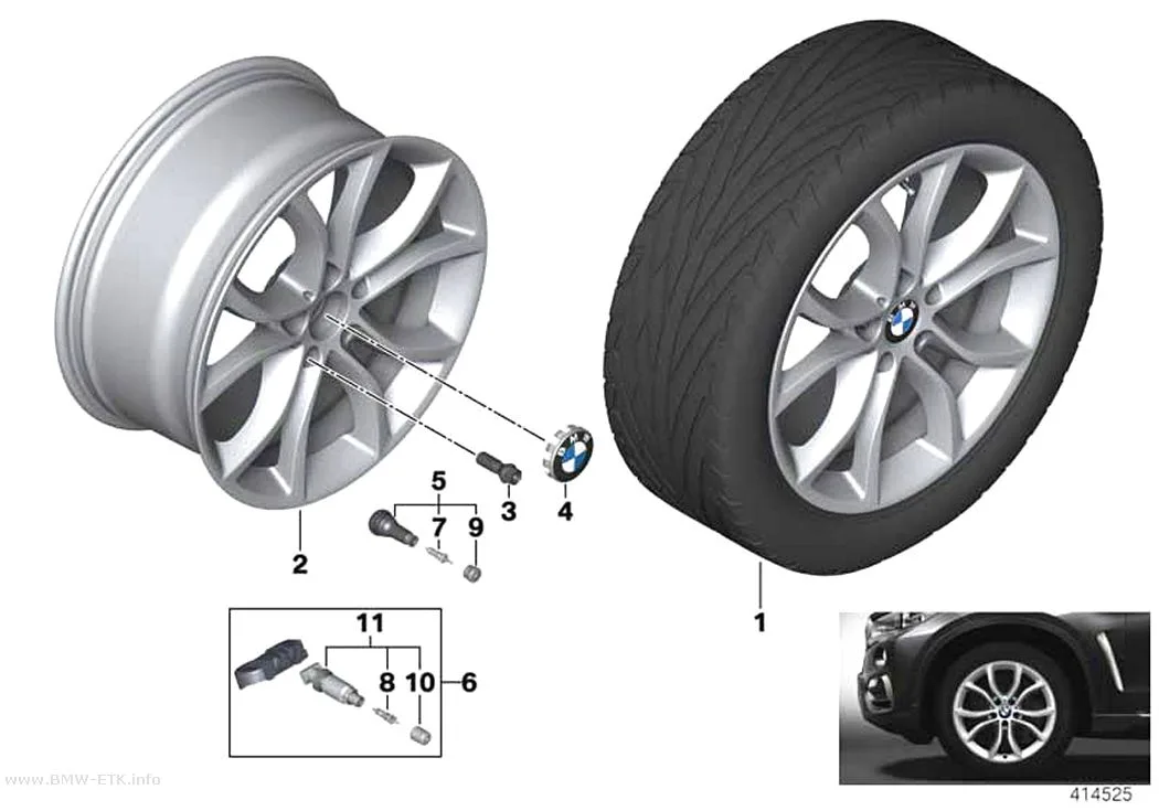 Šema: BMW aluminijumska felna, V-krakovi 594 - 19"