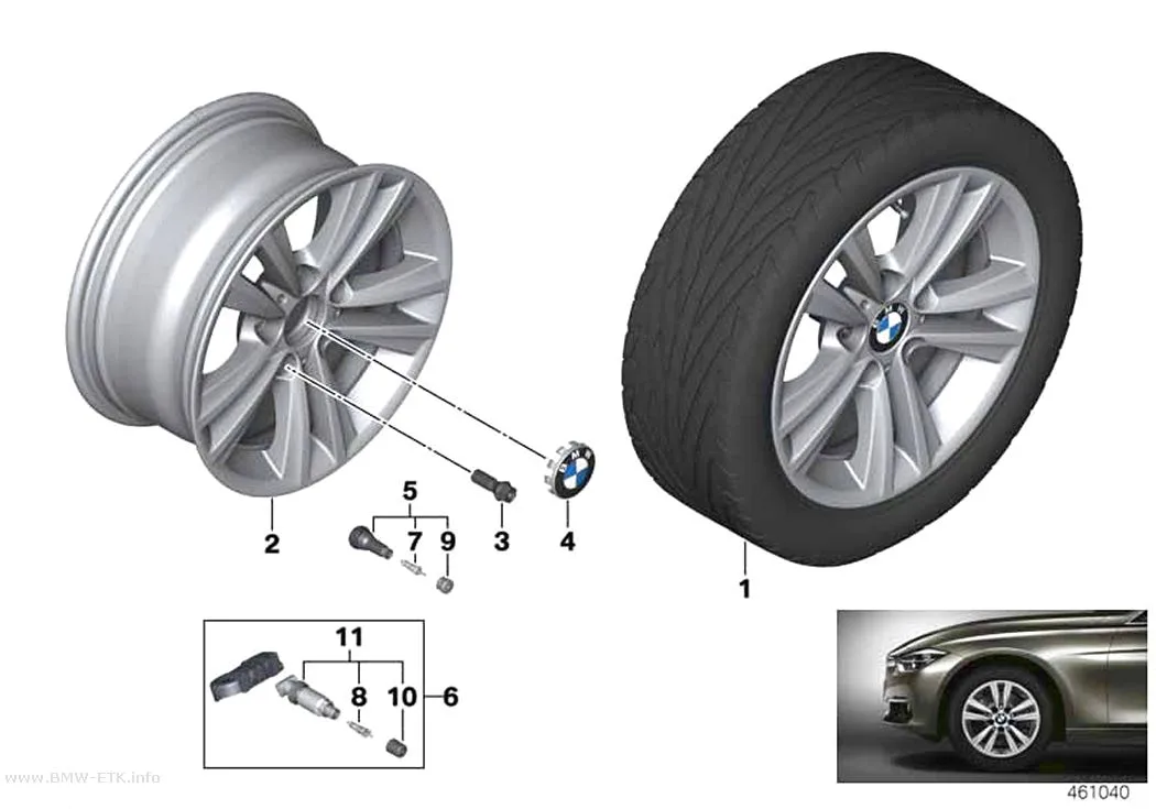 Šema: Aluminijumska felna BMW, V-krakovi 656 - 16"