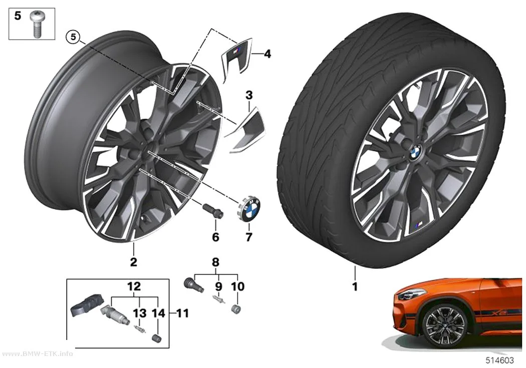 Šema: BMW aluminijumska felna aerodinamična 920M - 20"