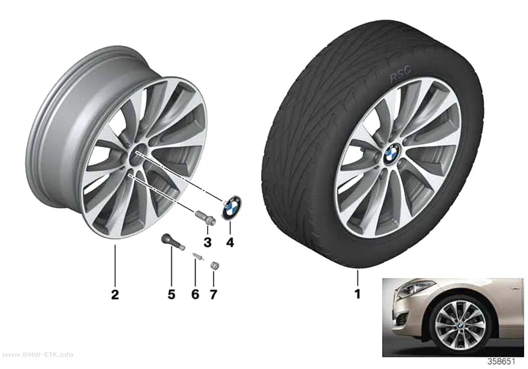 Šema: BMW aluminijumska felna sa V-krakovima 387 - 18"