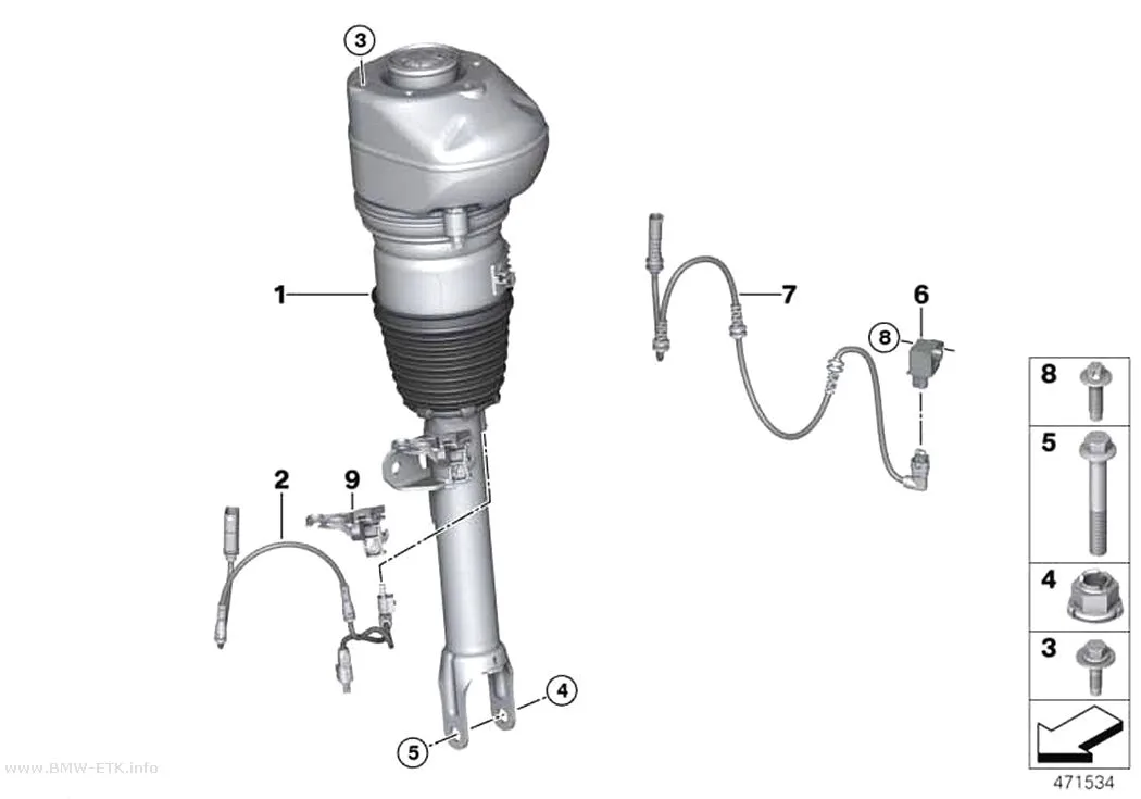 Šema: Vazdušni amortizer, prednji