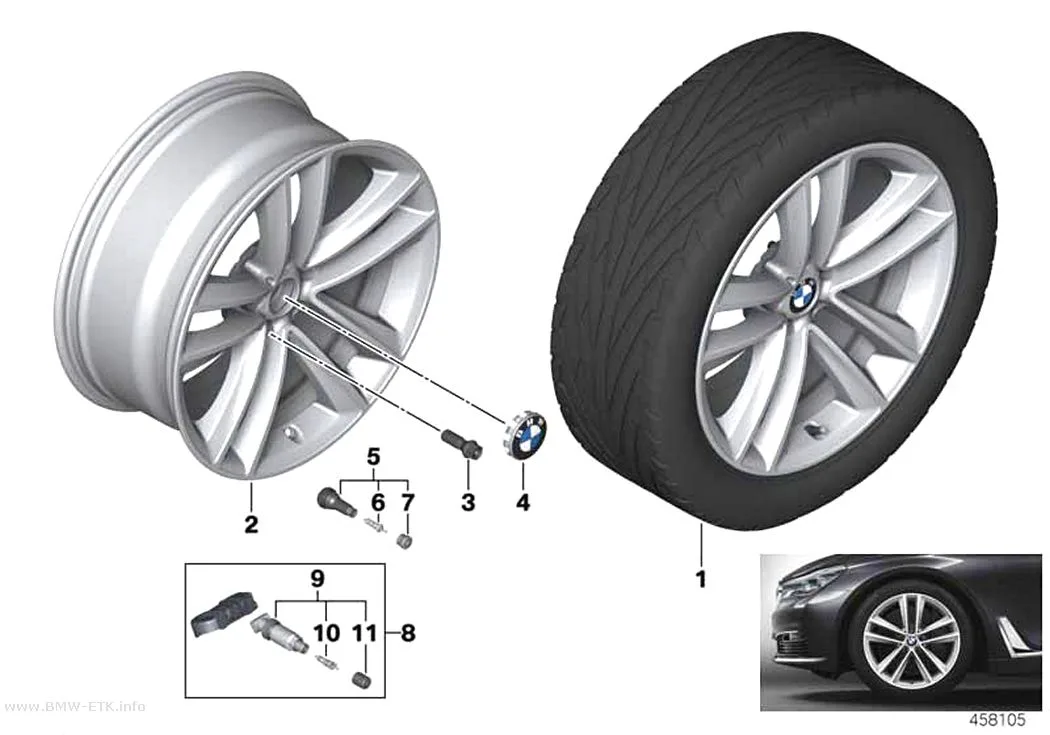 Šema: BMW aluminijumska felna dvostruki krakovi 630 - 19"
