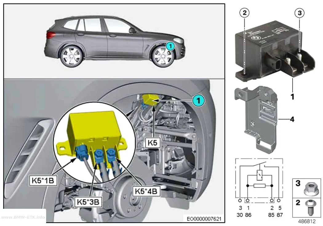 Šema: Relej elektromotora ventilatora 850 W K5
