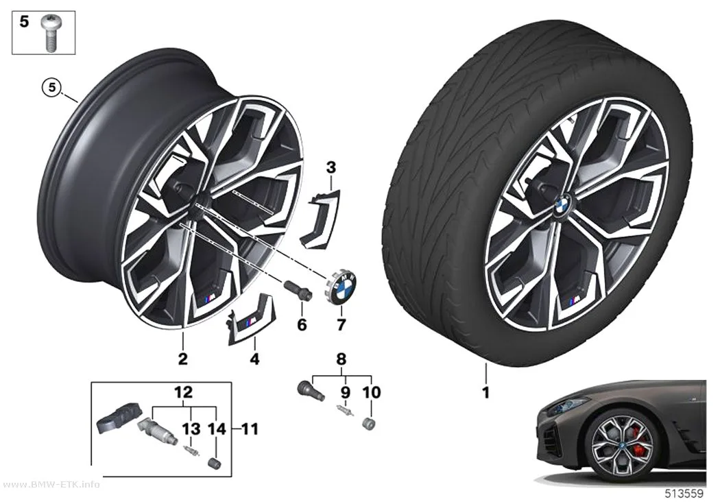 Šema: BMW aluminijumska felna aerodinamičkog dizajna 860M - 19"