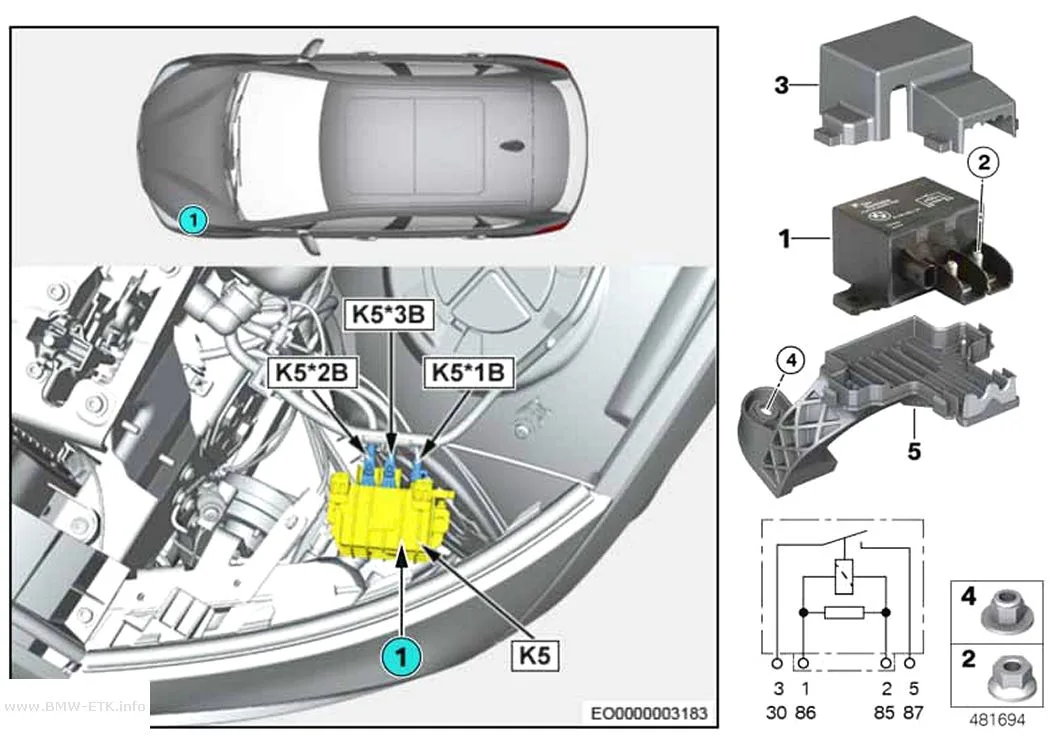 Šema: Relej elektromotora ventilatora K5