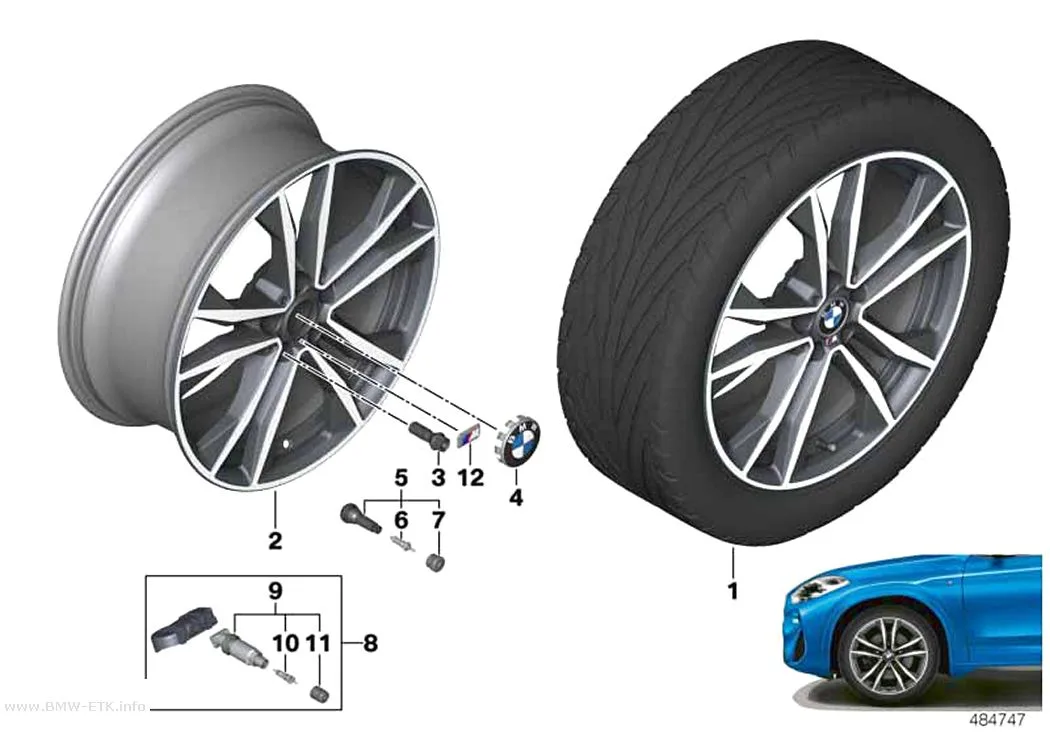 Šema: BMW aluminijumska felna M dvostruki krakovi 715M - 19"