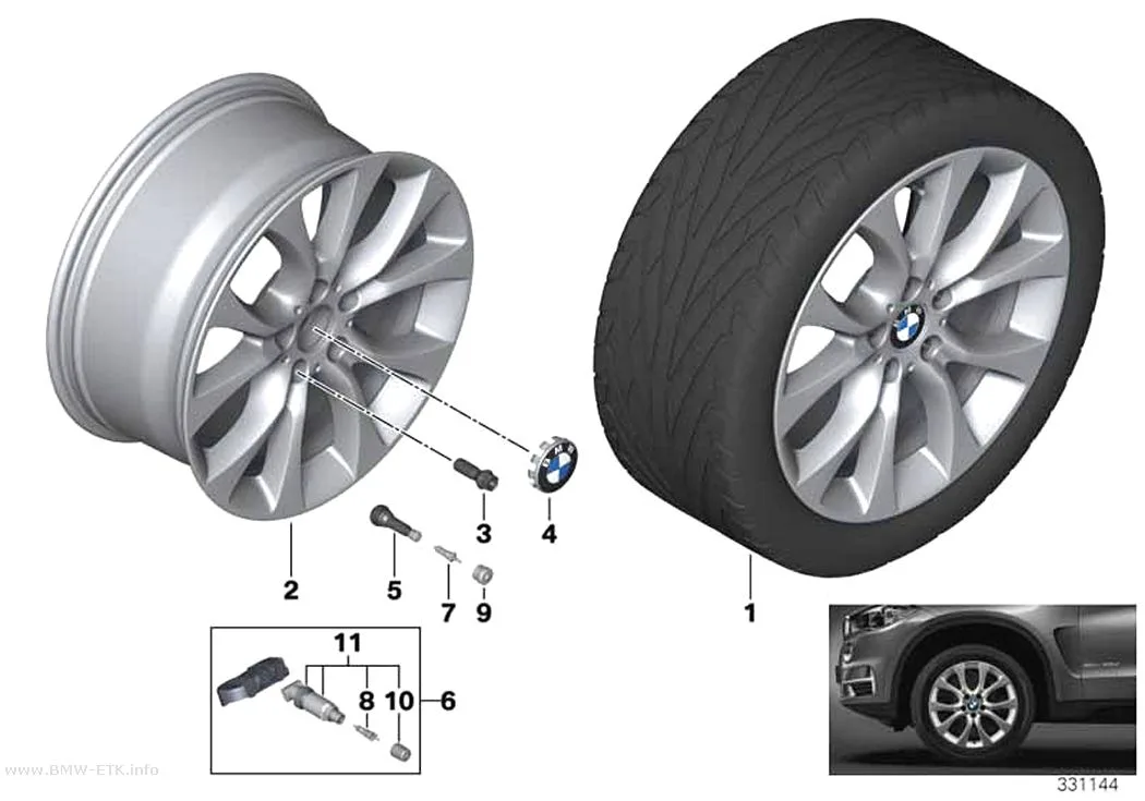 Šema: BMW aluminijumska felna, V-krakovi 450 - 19"