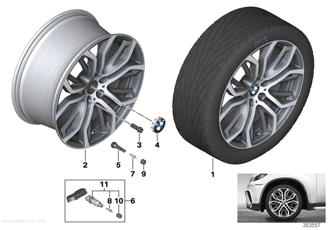 Šema: BMW aluminijumska felna, Y-krakovi 375, BMW Performance