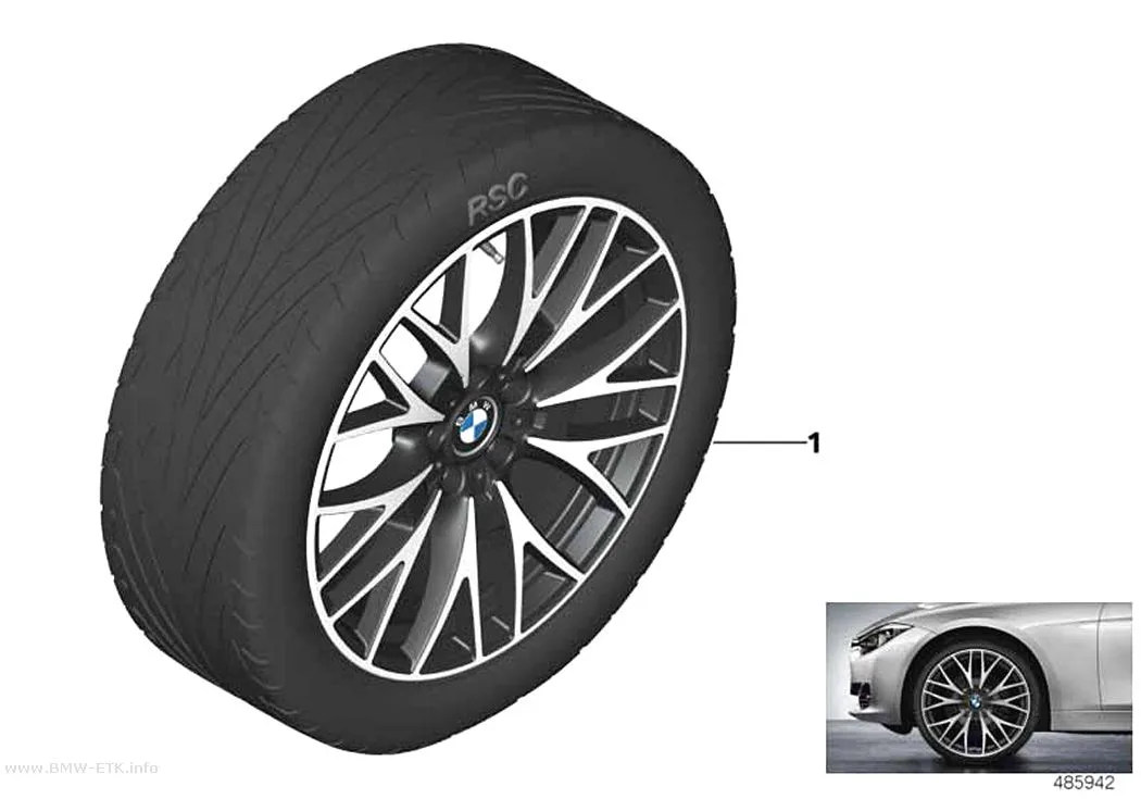 Šema: BMW aluminijumska felna, ukršteni krakovi 404 - 20"