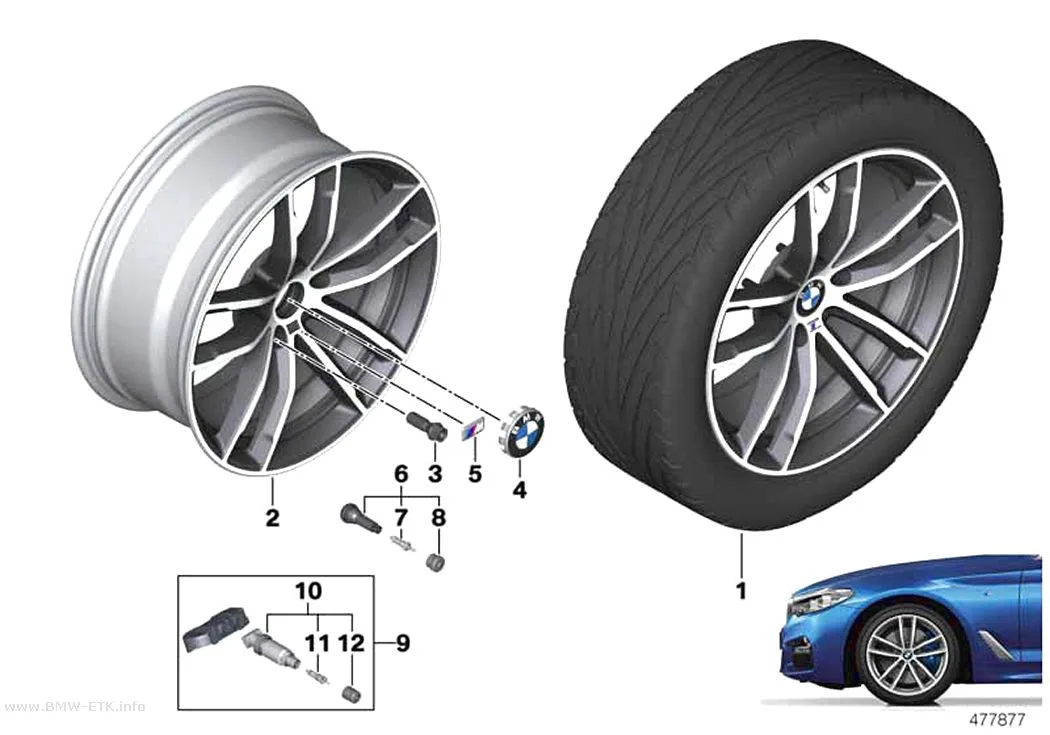 Šema: BMW aluminijumska felna, dvostruki krakovi 662M - 18"