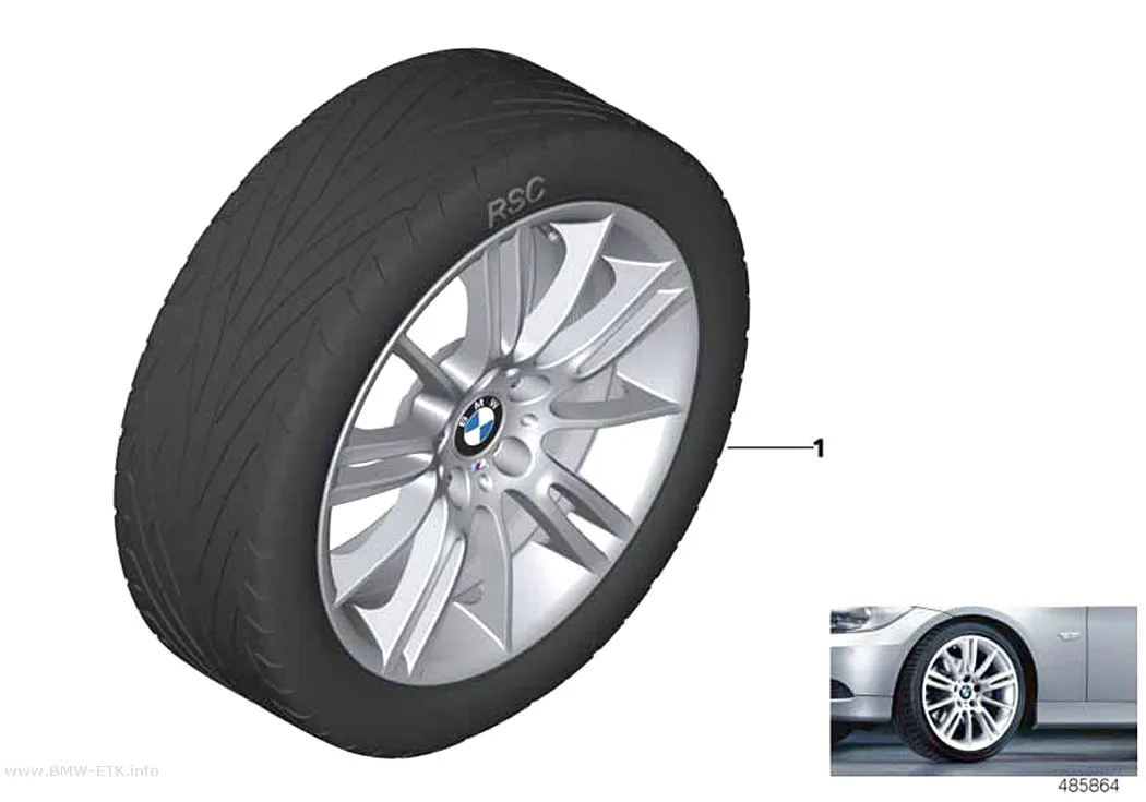 Šema: BMW aluminijumska felna M, zvezdasti krakovi 193M - 18"
