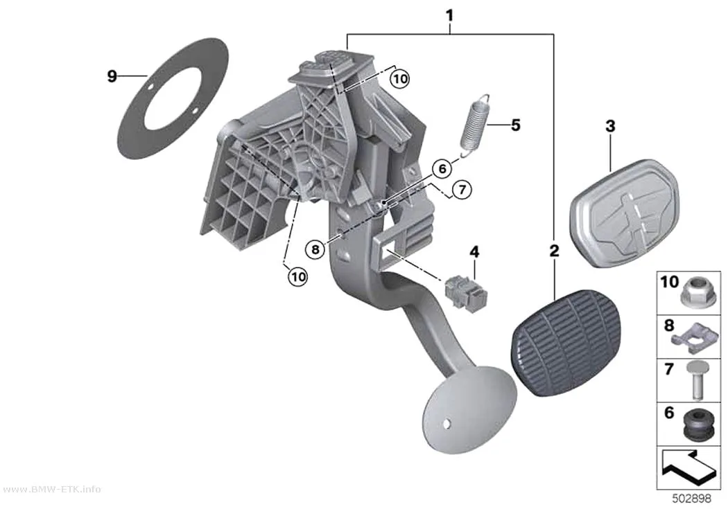 Šema: Sklop pedala, automatski menjač