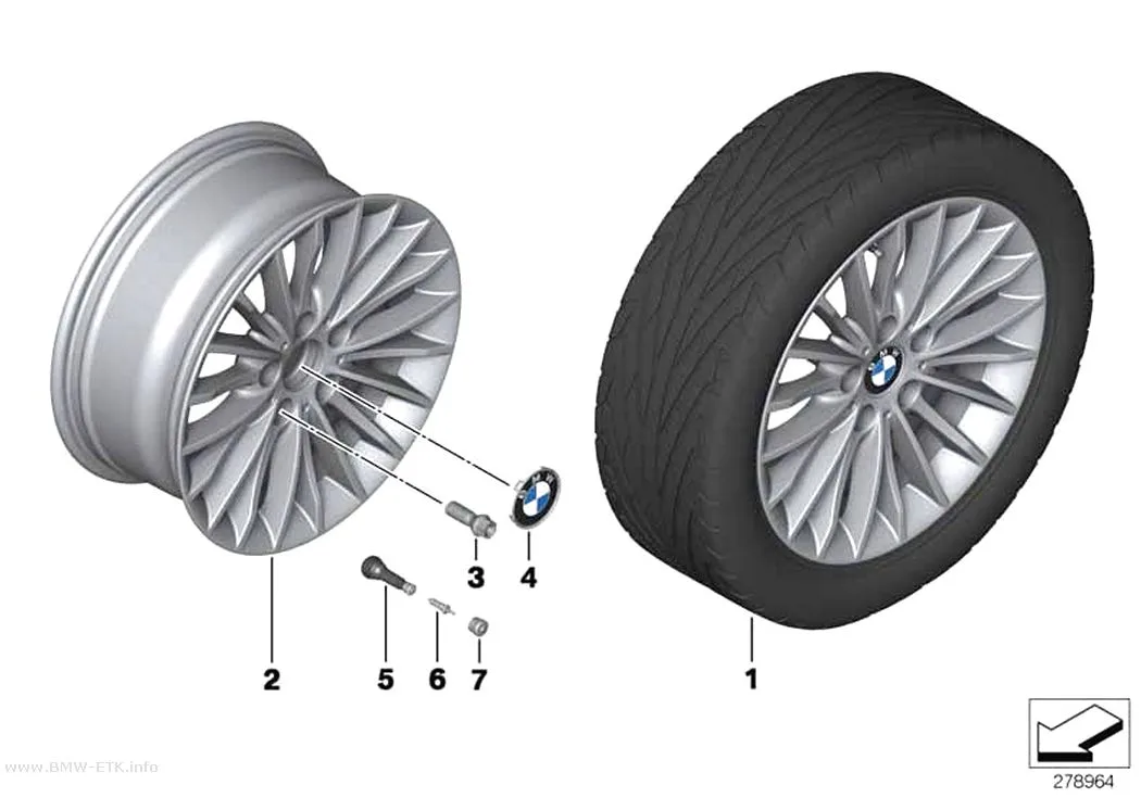 Šema: BMW aluminijumska felna, višestruki krakovi 414 - 17"