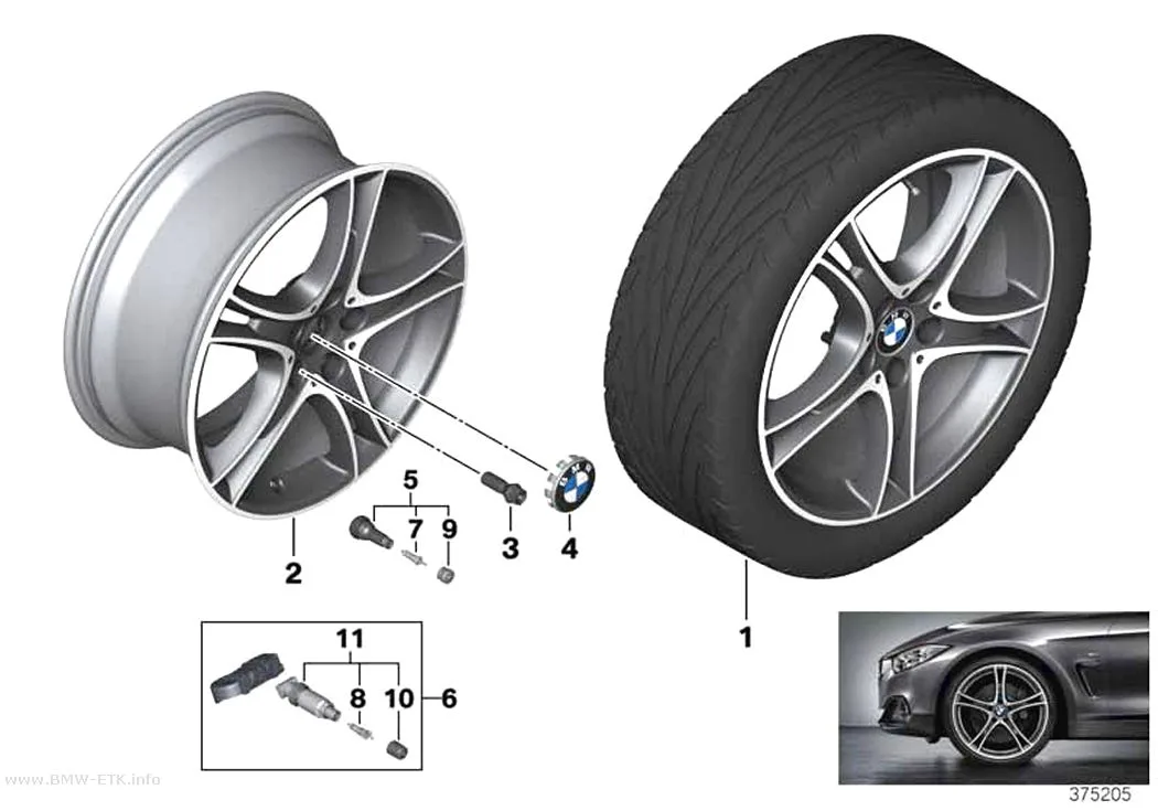 Šema: BMW aluminijumska felna, dvostruki krakovi 361 - 18"
