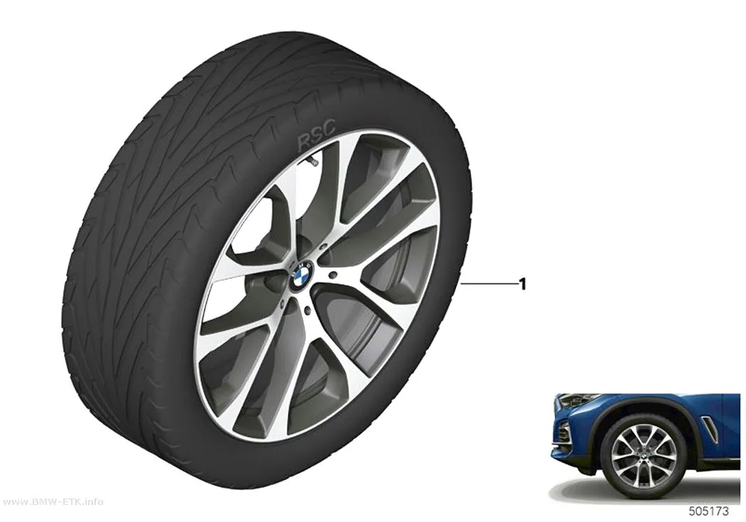 Šema: BMW aluminijumska felna V-zvezdasti krakovi 738 - 20"