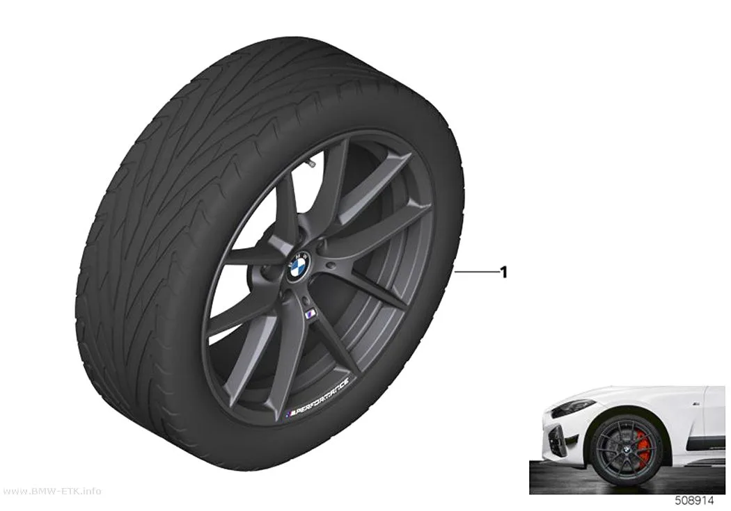 Šema: BMW aluminijumska felna M Performance, Y-krakovi 898M - 19"