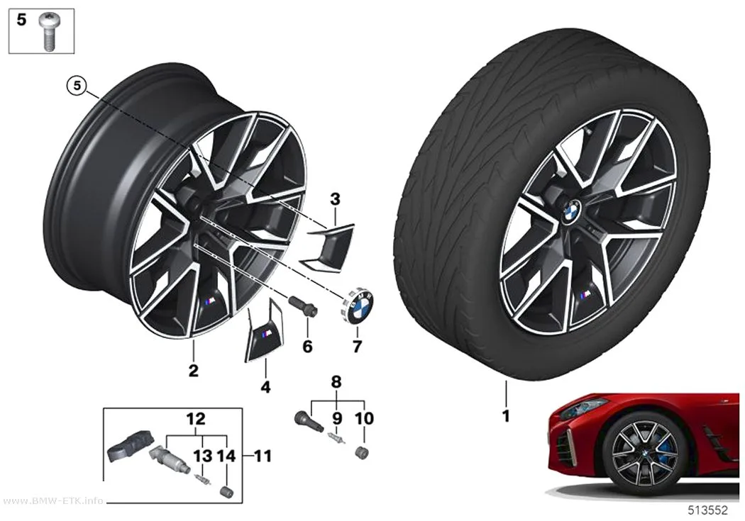 Šema: BMW aluminijumska felna aerodinamičkog dizajna 858M - 18"