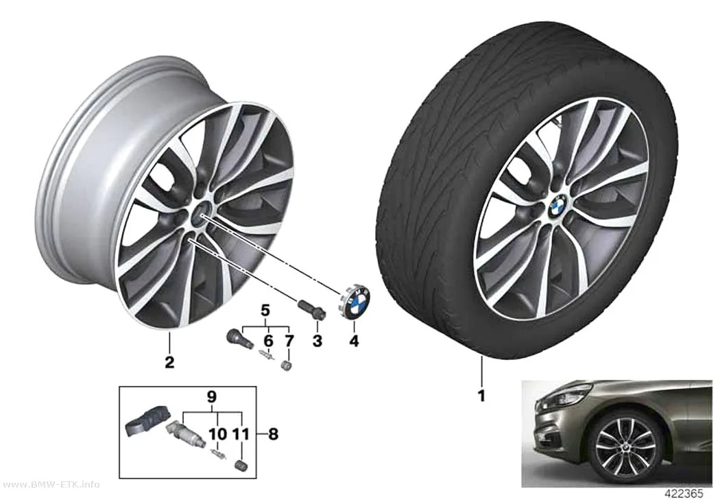 Šema: BMW aluminijumska felna, V-krakovi 485 - 18"