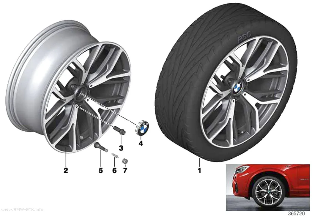Šema: BMW aluminijumska felna, Y-krakovi 542