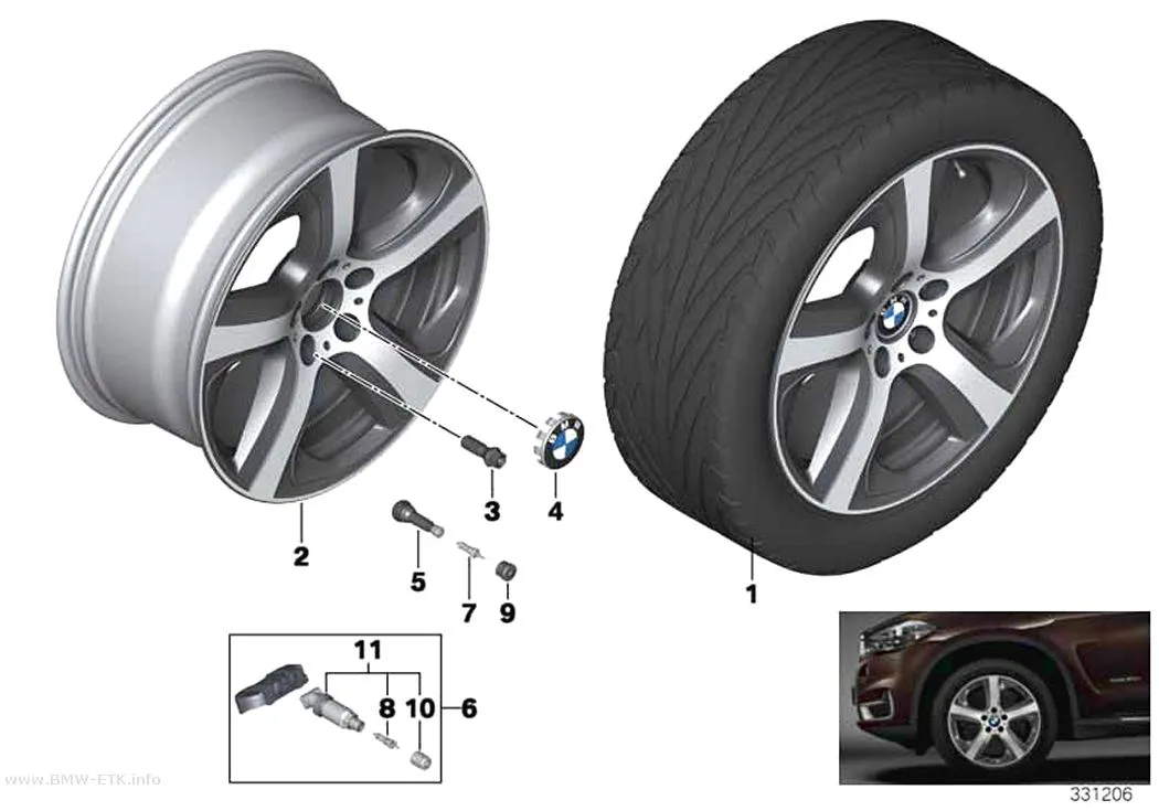Šema: BMW aluminijumska felna, zvezdasti krakovi 490 - 19"