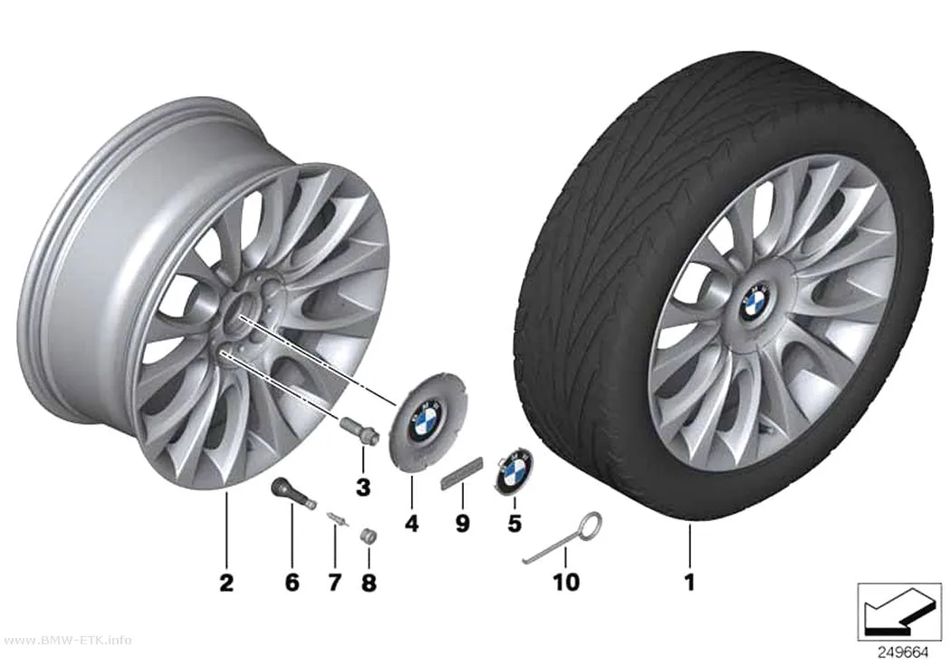 Šema: BMW aluminijumska felna Individual V-krak 349 - 19"