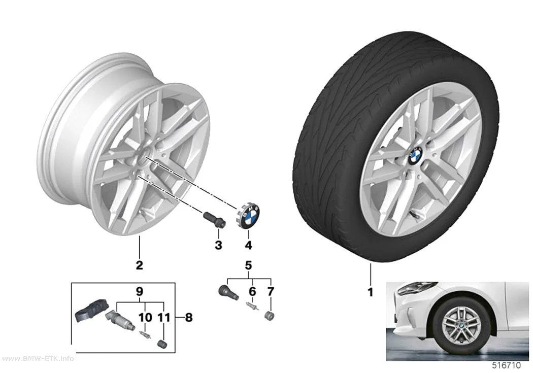 Šema: BMW aluminijumska felna, dvostruki krakovi 186 - 16"