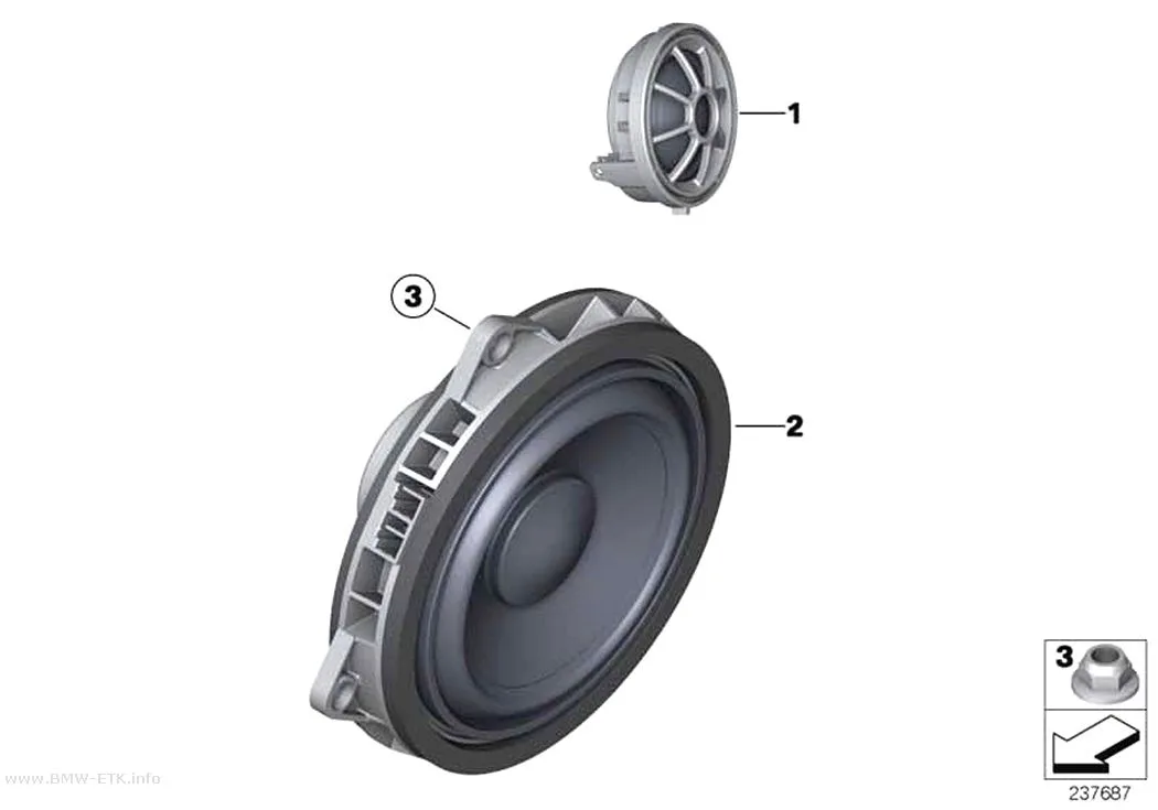 Šema: Pojedinačni delovi Top HiFi sistema prednjih vrata