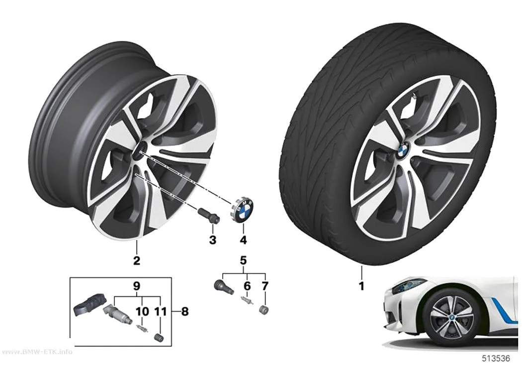 Šema: BMW aluminijumska felna aerodinamičkog dizajna 852 - 17"