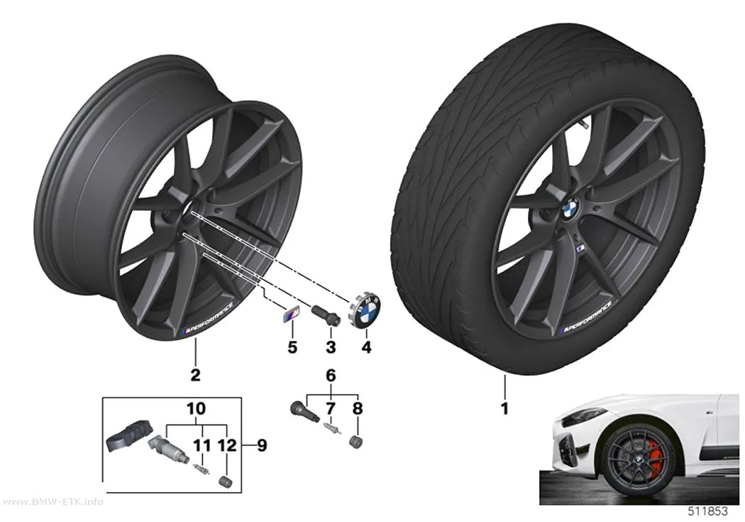 Šema: BMW aluminijumska felna Y-krakovi 898M - 19" OA
