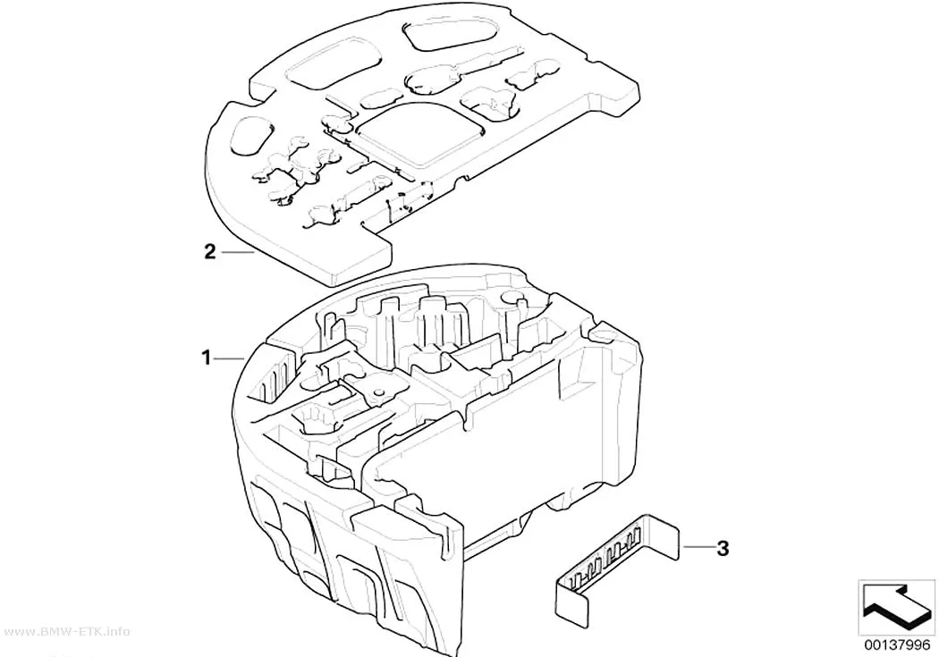 Šema: Pojedinačni delovi za nosač instrument table