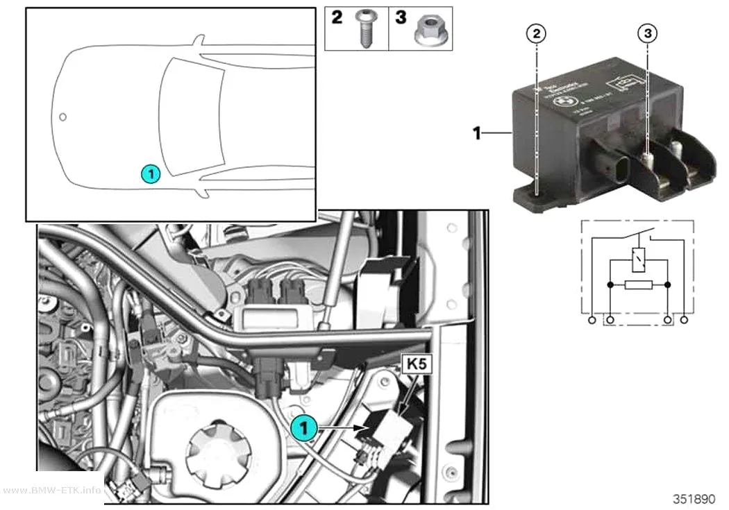 Šema: Relej elektromotora ventilatora K5