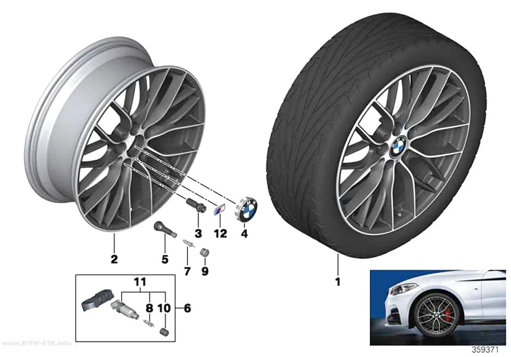 Šema: BMW aluminijumska felna M sa dvostrukim krakovima 405 - 19"