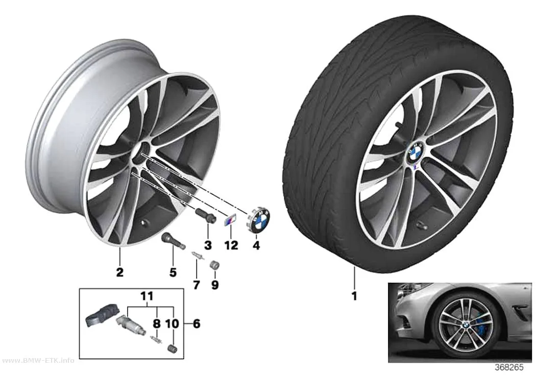 Šema: BMW aluminijumska felna M dvostruki krakovi 598M - 19"