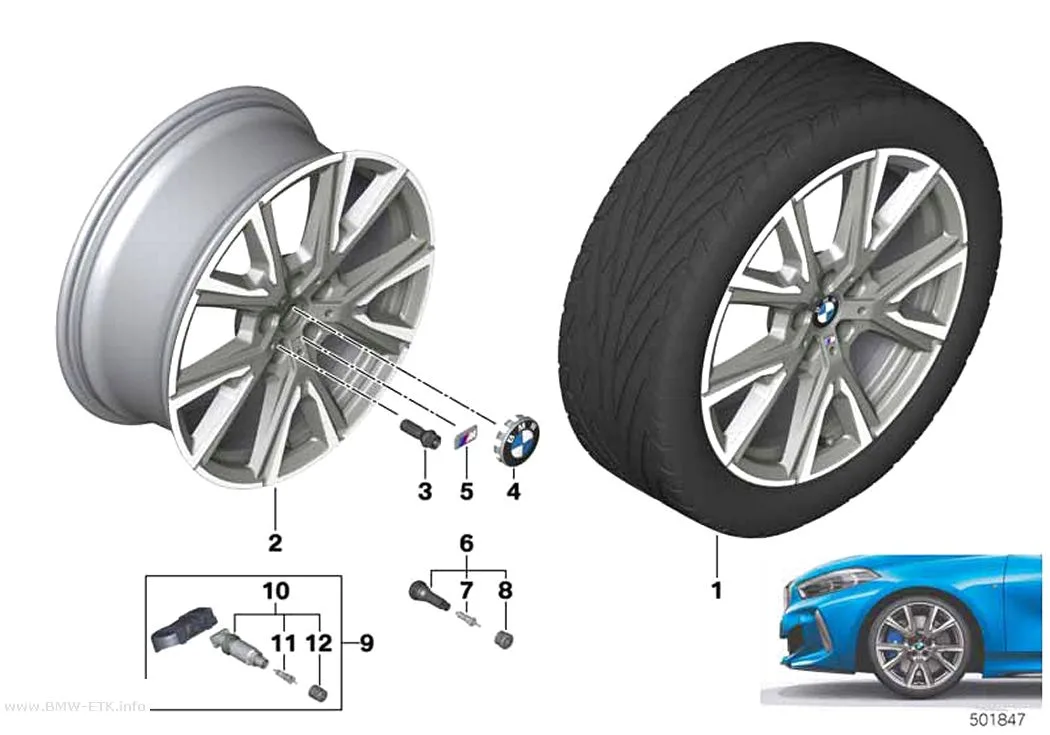 Šema: BMW aluminijumska felna, V-krakovi 557M - 19"