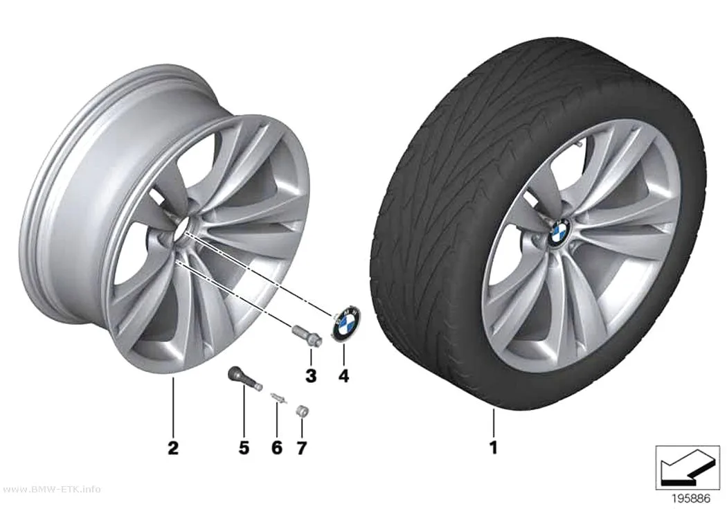 Šema: BMW aluminijumska felna, dvostruki krakovi 316 - 20"