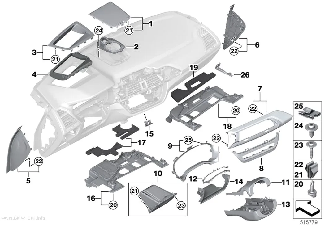 Šema: Montažni delovi instrument table