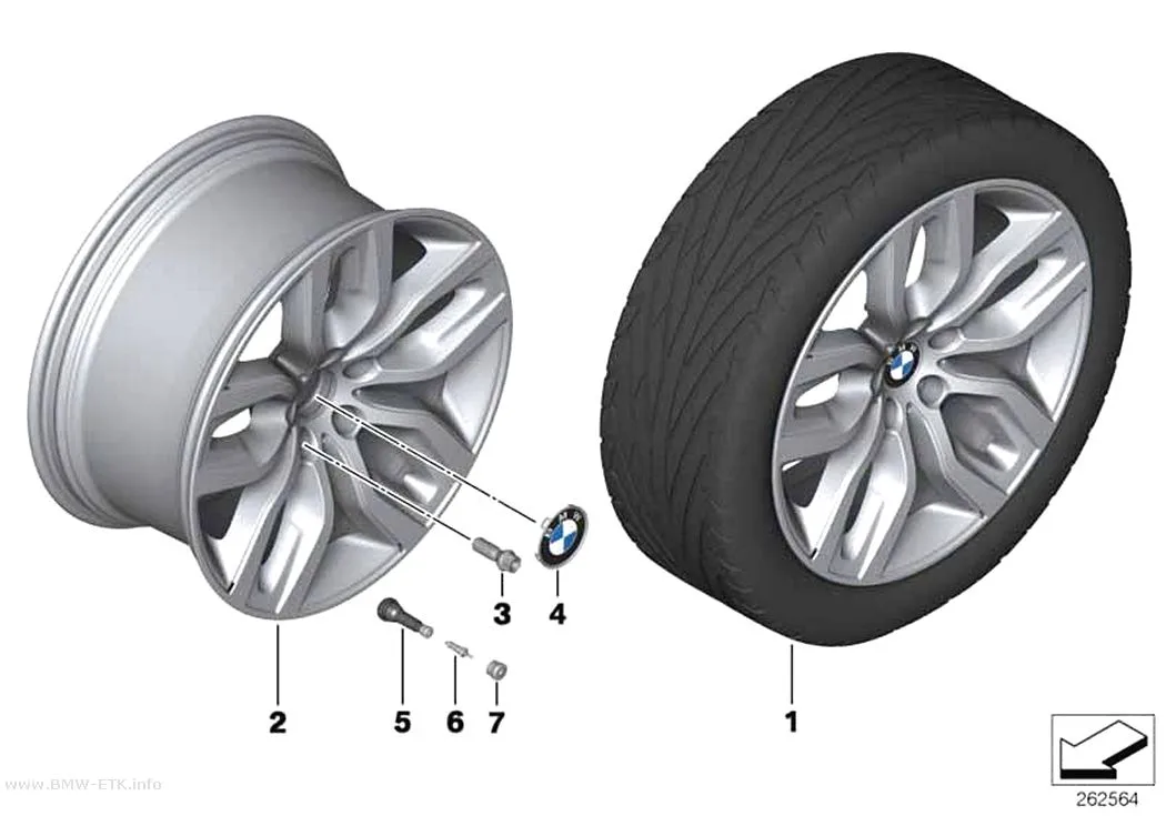 Šema: BMW aluminijumska felna, Y krakovi 337
