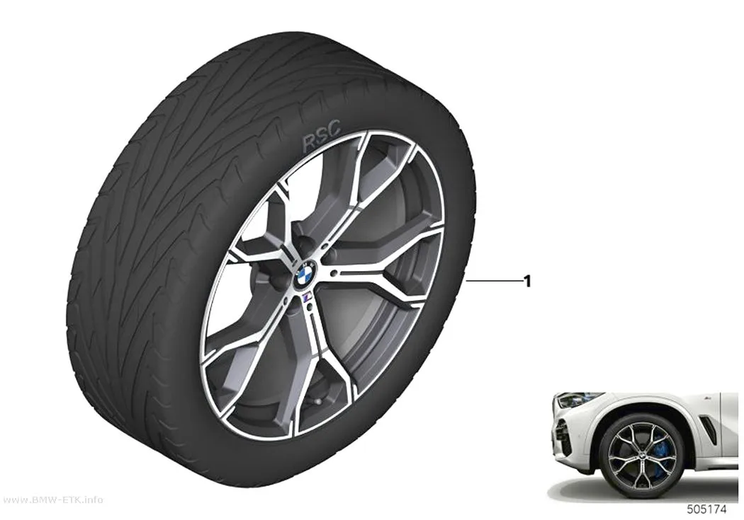 Šema: BMW aluminijumska felna Y-zvezdasti krakovi 741M - 21"