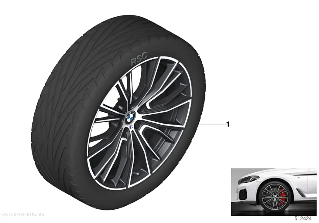 Šema: BMW aluminijumska felna M Perf. višekraka 732M - 20"