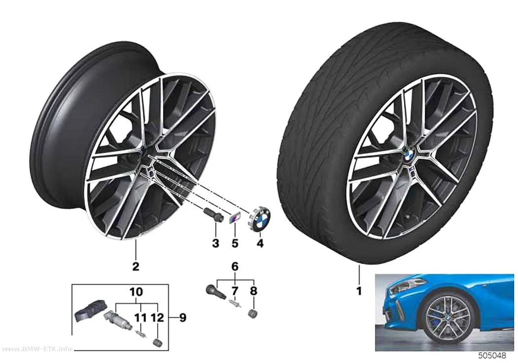 Šema: BMW aluminijumska felna, dvostruki krakovi 555M - 19" OA