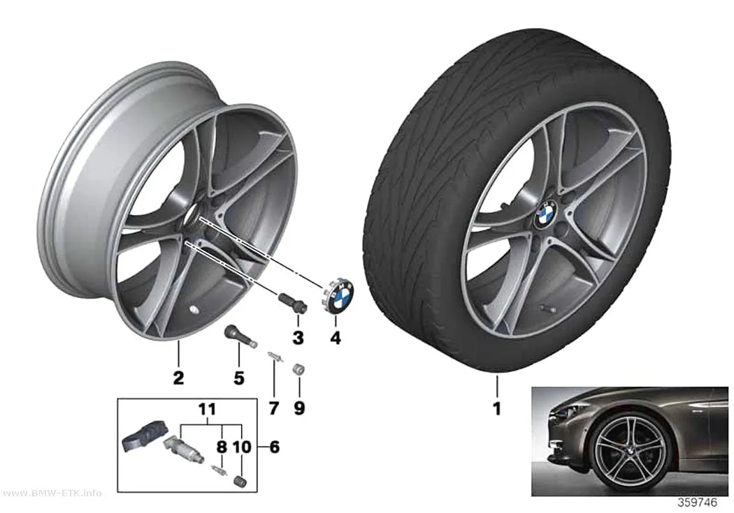 Šema: BMW aluminijumska felna, dvostruki krakovi 361 - 20"