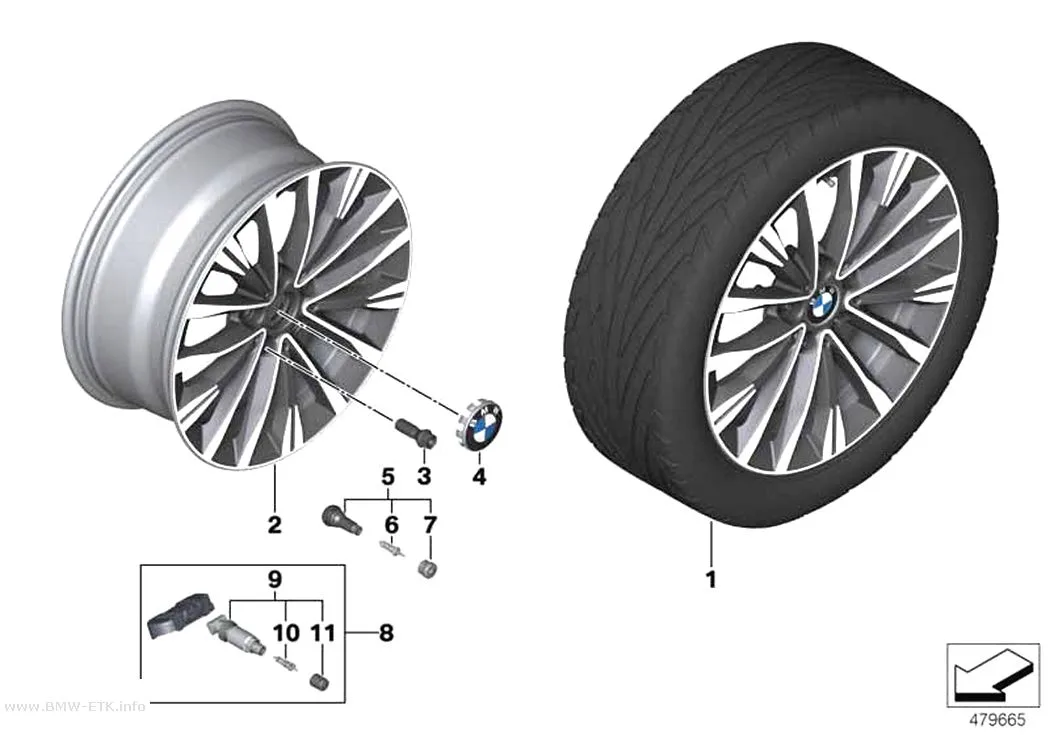 Šema: BMW aluminijumska felna, višestruki krakovi 547 - 17"