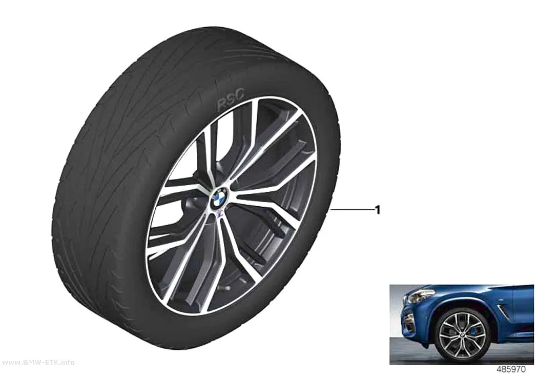 Šema: BMW aluminijumska felna M Performance, Y-krakovi 701M - 21"