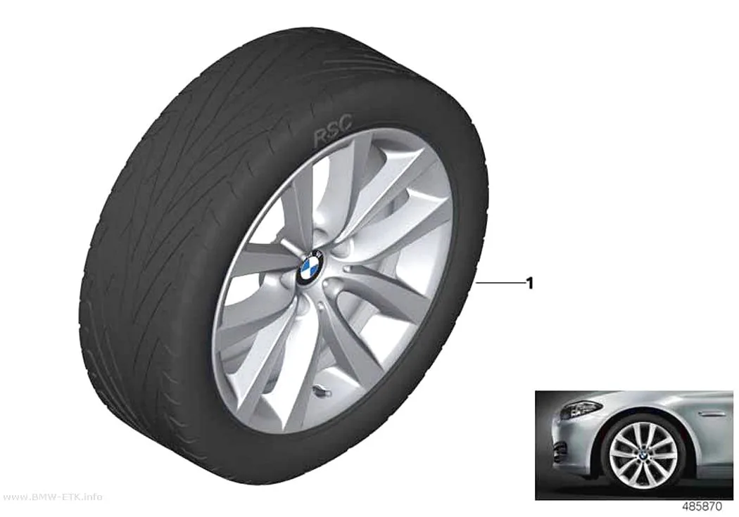 Šema: BMW aluminijumska felna, V-krakovi 331 - 19"