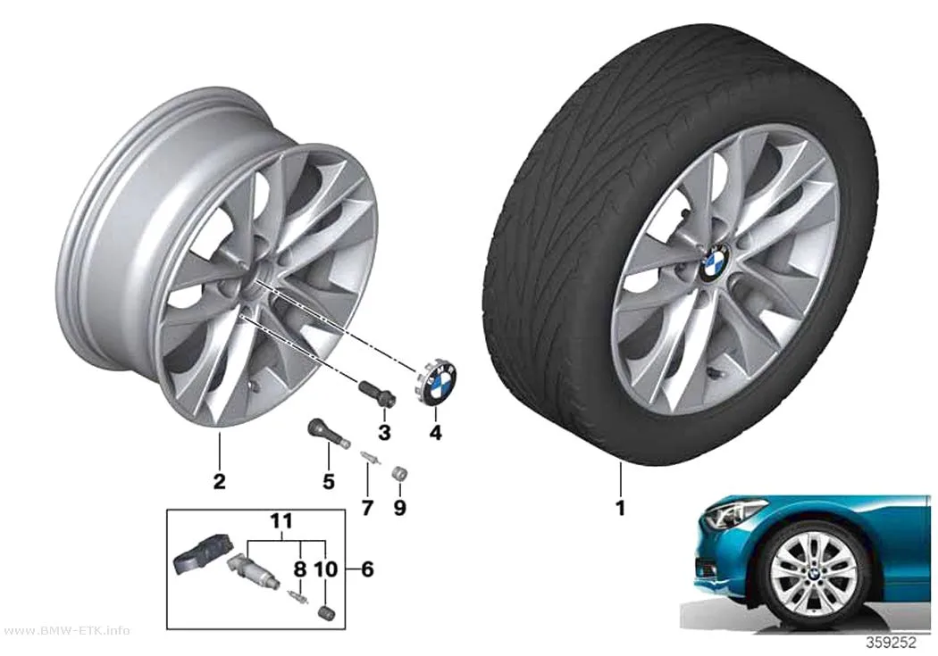 Šema: BMW aluminijumska felna sa V-krakovima 412