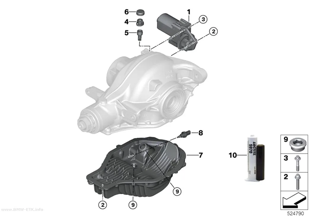 Šema: Diferencijal zadnje osovine, servomotor / karter ulja