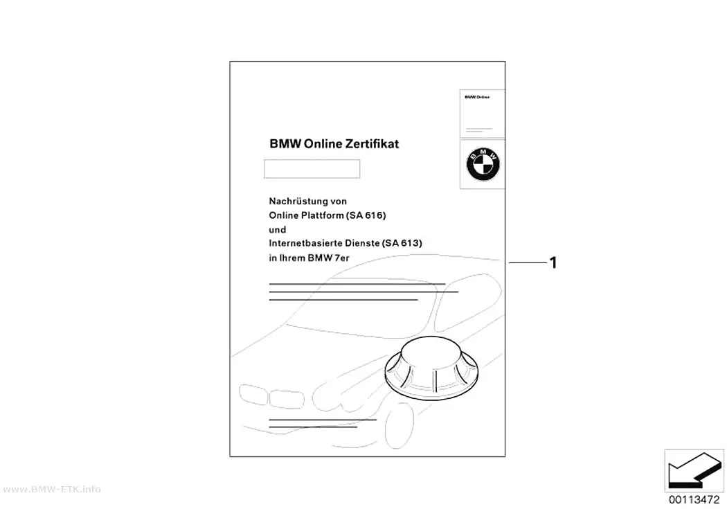 Šema: Komplet za naknadnu ugradnju, BMW Online