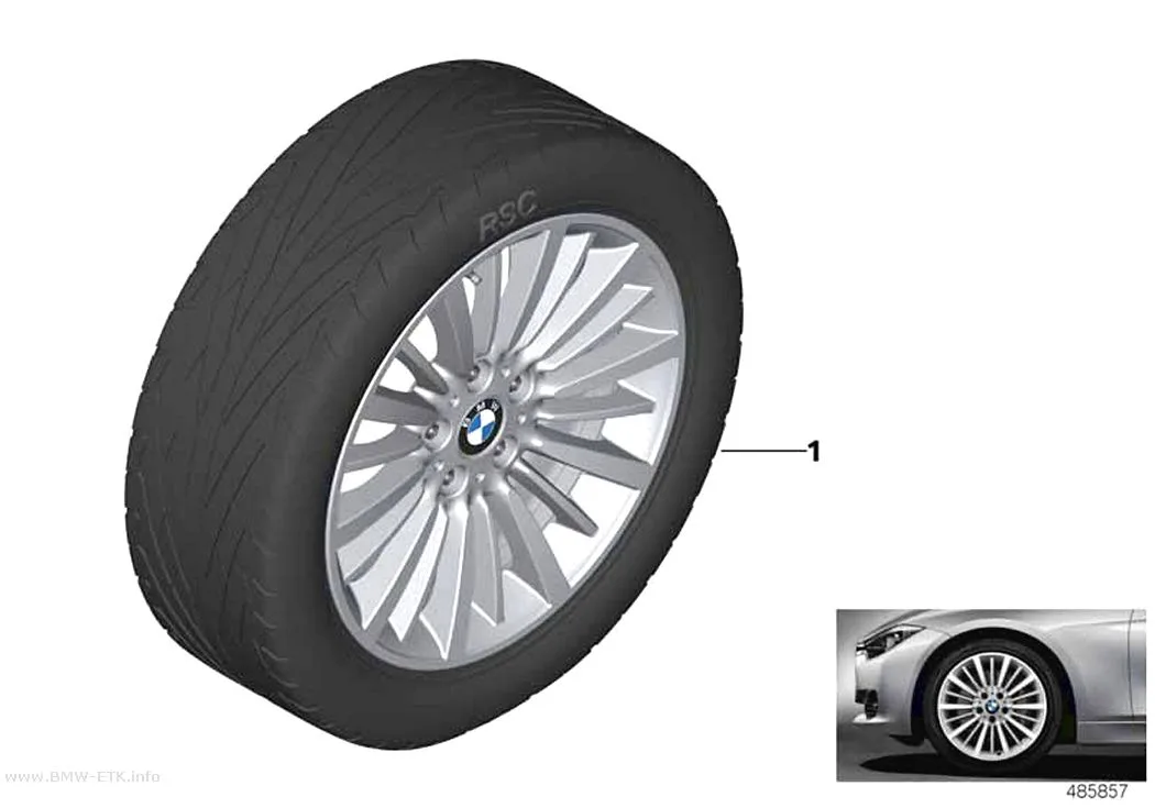 Šema: BMW aluminijumska felna, višestruki krakovi 416 - 18"
